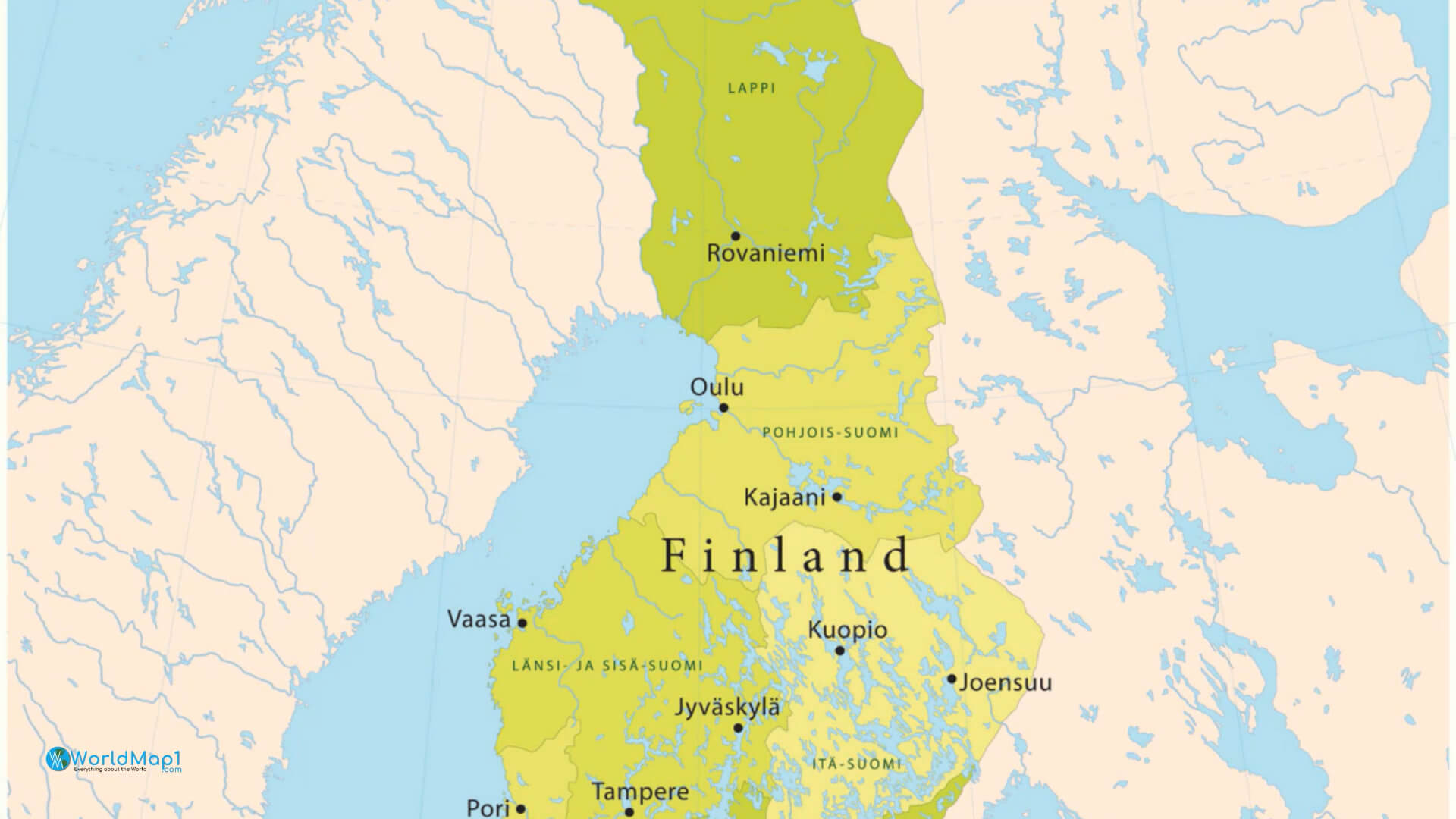 Map of Finland with Cities